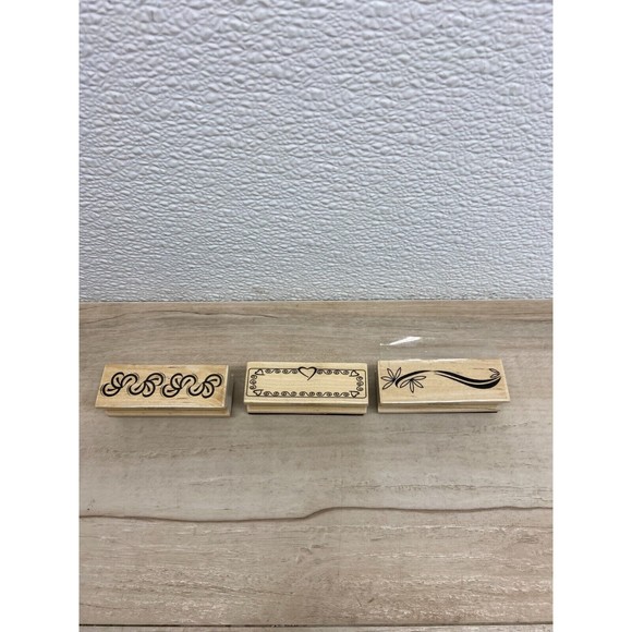 2001 Westwater Enterprises Set Of 3 Floral Wood Mounted Rubber Stamps - Picture 1 of 3
